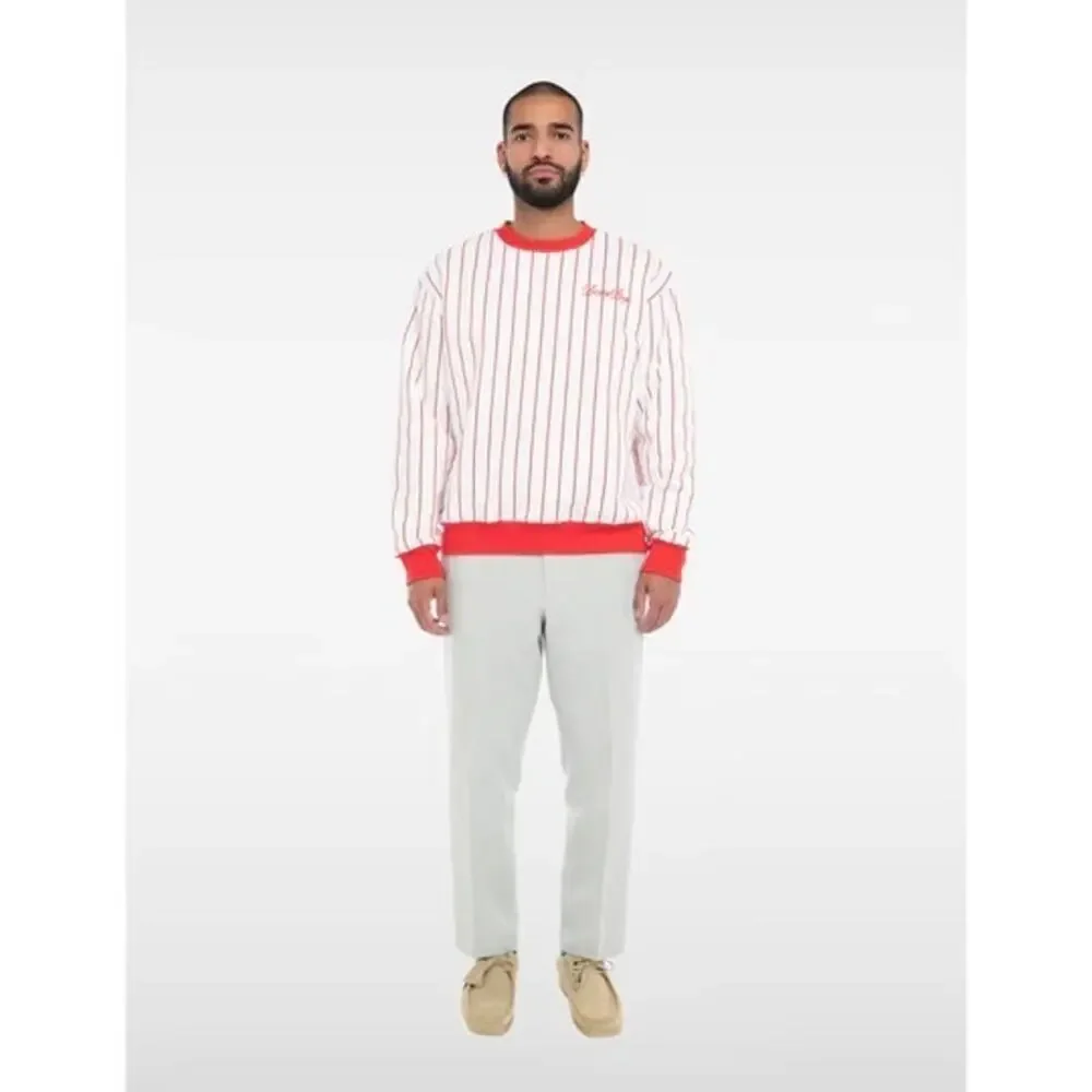 Bogey Boys Sz SM Red White Pinstripe Crewneck Golf Sweatshirt
